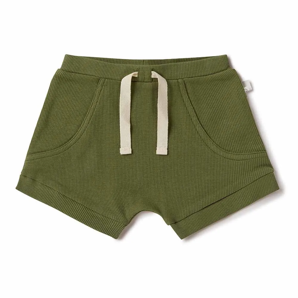 Unisex Organic-cotton Olive Shorts