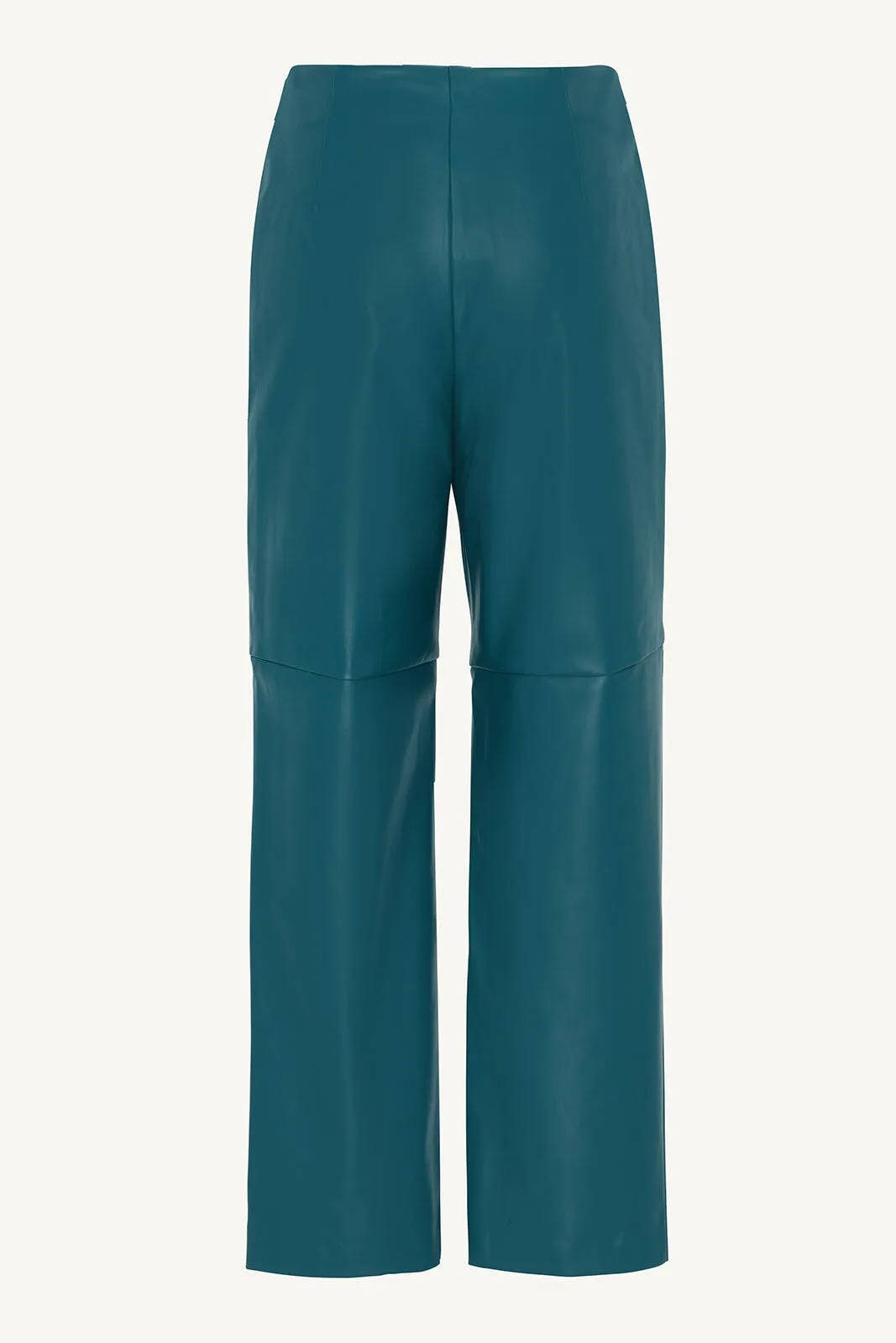 Vegan Leather Wide Leg Trousers - Deep Teal