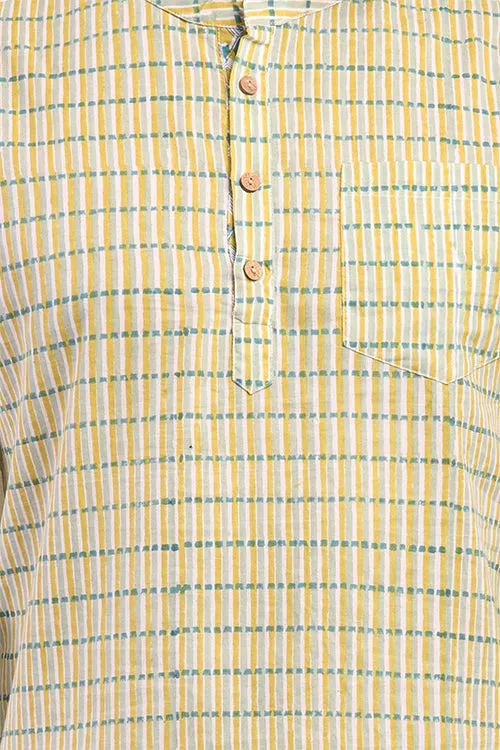 Yellow And Green Striped Mens Shirt