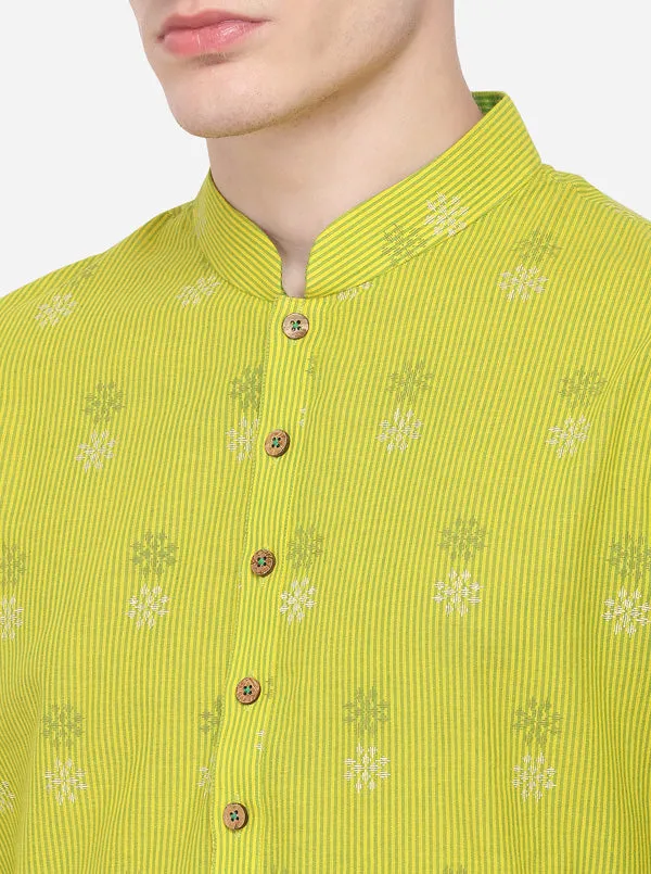 Yellow Printed Regular Fit Kurta | Azania