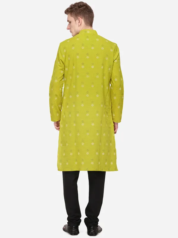 Yellow Printed Regular Fit Kurta | Azania