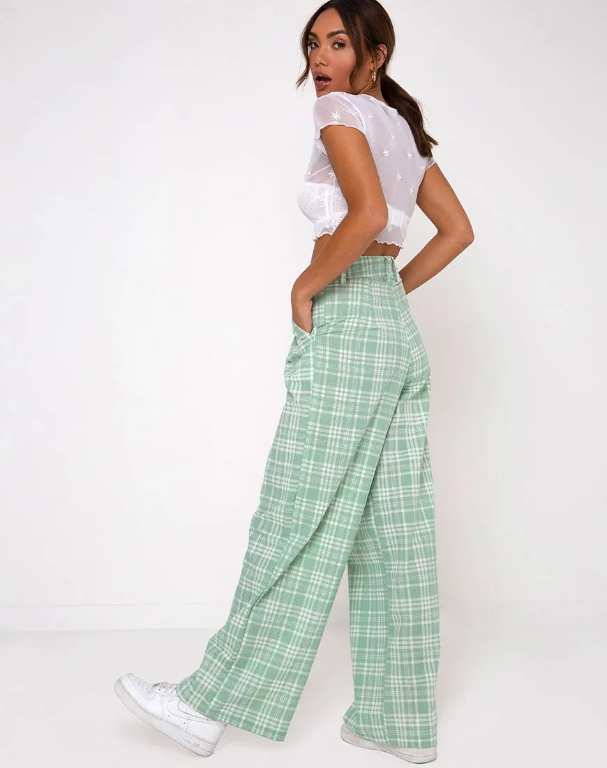 Yeva Trouser in Table Cloth Neo Mint